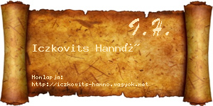 Iczkovits Hannó névjegykártya